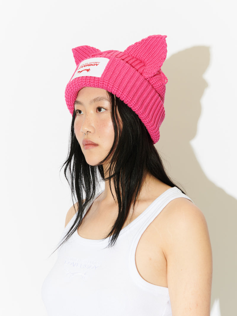 LOVERBOY BY CHARLES JEFFREY CHUNKY EARS BEANIE PINK