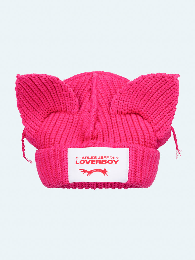 LOVERBOY BY CHARLES JEFFREY CHUNKY EARS BEANIE PINK