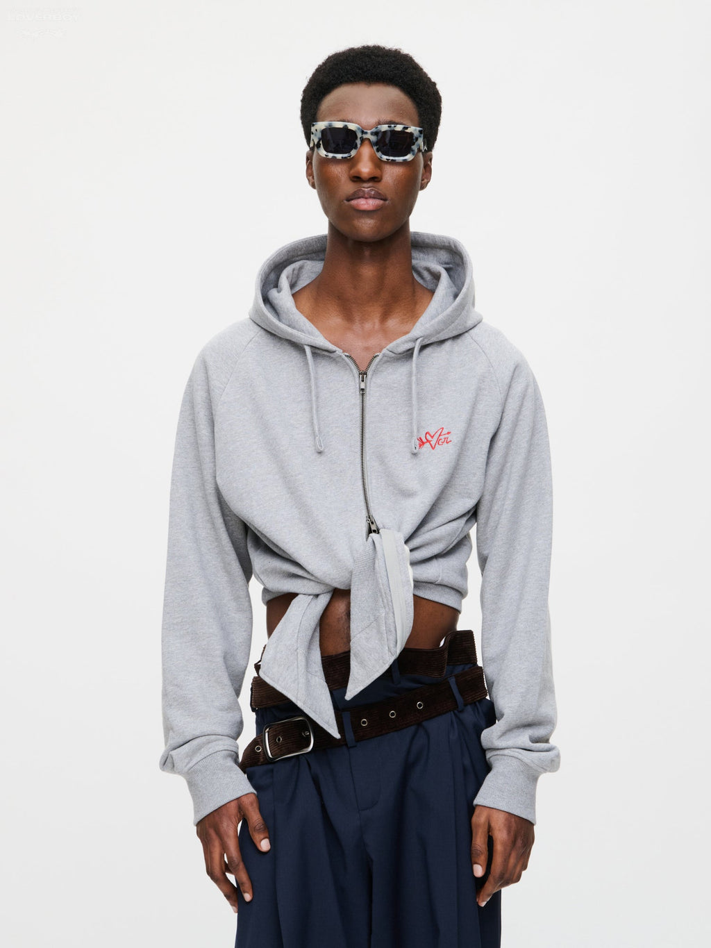 LOVERBOY BY CHARLES JEFFREY ALL TIED UP HOODY in GREY MARL