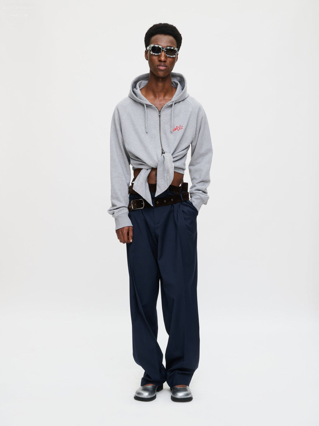 LOVERBOY BY CHARLES JEFFREY ALL TIED UP HOODY in GREY MARL