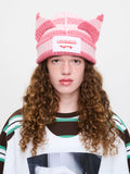LOVERBOY BY CHARLES JEFFREY CHUNKY EARS BEANIE in PINK STRIPE