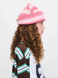 LOVERBOY BY CHARLES JEFFREY CHUNKY EARS BEANIE in PINK STRIPE