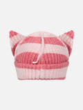 LOVERBOY BY CHARLES JEFFREY CHUNKY EARS BEANIE in PINK STRIPE