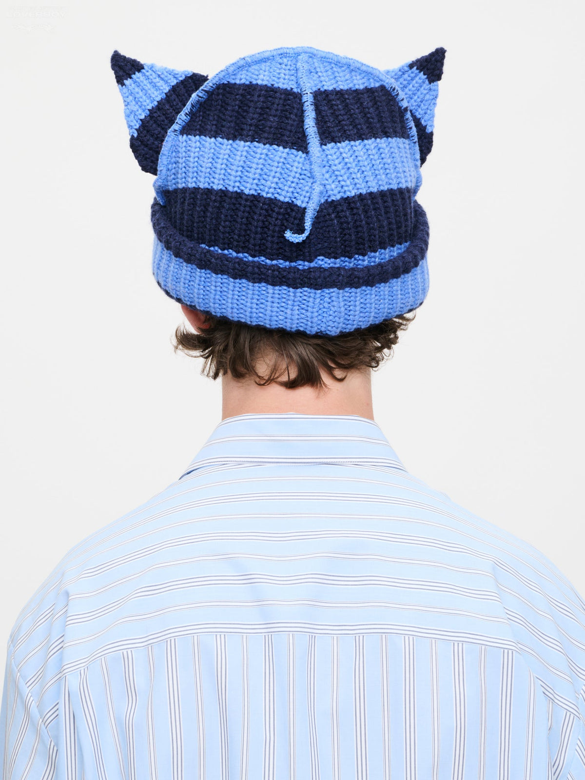 LOVERBOY BY CHARLES JEFFREY CHUNKY EARS BEANIE in BLUE STRIPE