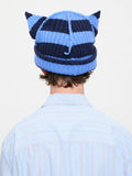 LOVERBOY BY CHARLES JEFFREY CHUNKY EARS BEANIE in BLUE STRIPE