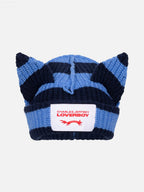 LOVERBOY BY CHARLES JEFFREY CHUNKY EARS BEANIE in BLUE STRIPE