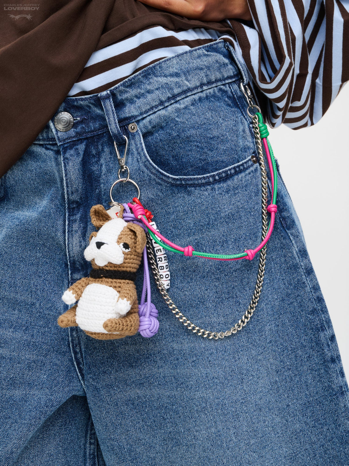 LOVERBOY BY CHARLES JEFFREY CHARACTER CROCHET BAG CHARM BULLDOG