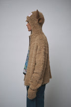 LOVERBOY BY CHARLES JEFFREY HIGHLAND COW BALACLAVA CARDI in BROWN