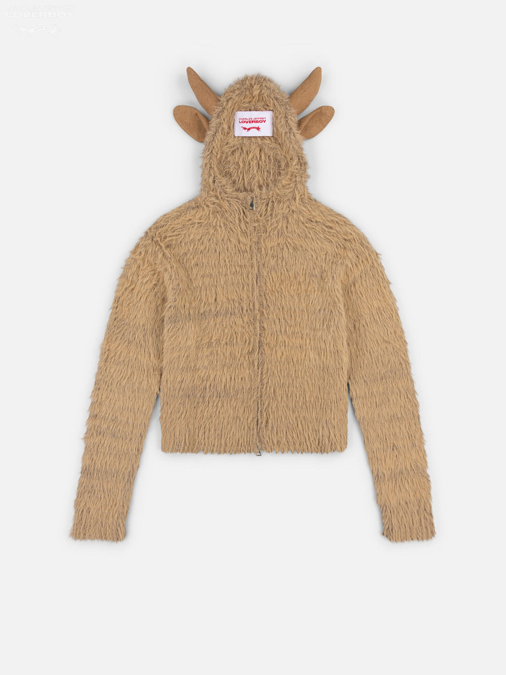 LOVERBOY BY CHARLES JEFFREY HIGHLAND COW BALACLAVA CARDI in BROWN