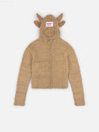 LOVERBOY BY CHARLES JEFFREY HIGHLAND COW BALACLAVA CARDI in BROWN