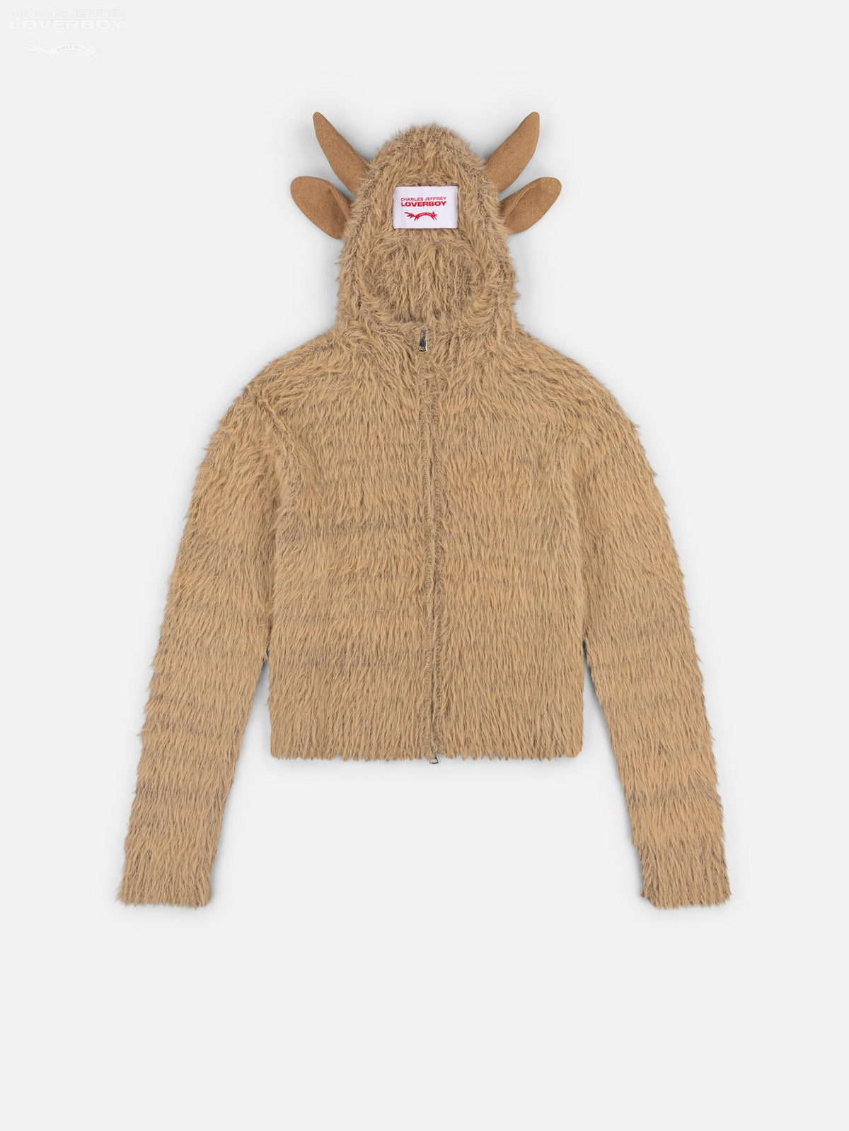 LOVERBOY BY CHARLES JEFFREY HIGHLAND COW BALACLAVA CARDI in BROWN
