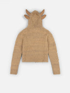 LOVERBOY BY CHARLES JEFFREY HIGHLAND COW BALACLAVA CARDI in BROWN