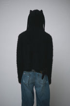 LOVERBOY BY CHARLES JEFFREY FLUFFY RABBIT BALACLAVA CARDI in BLACK