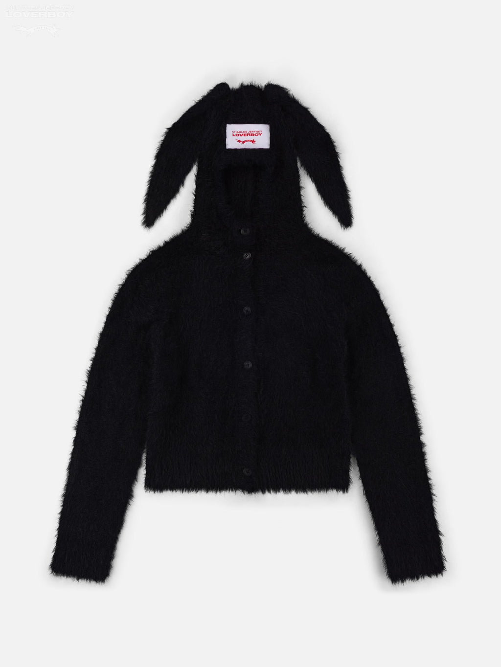 LOVERBOY BY CHARLES JEFFREY FLUFFY RABBIT BALACLAVA CARDI in BLACK