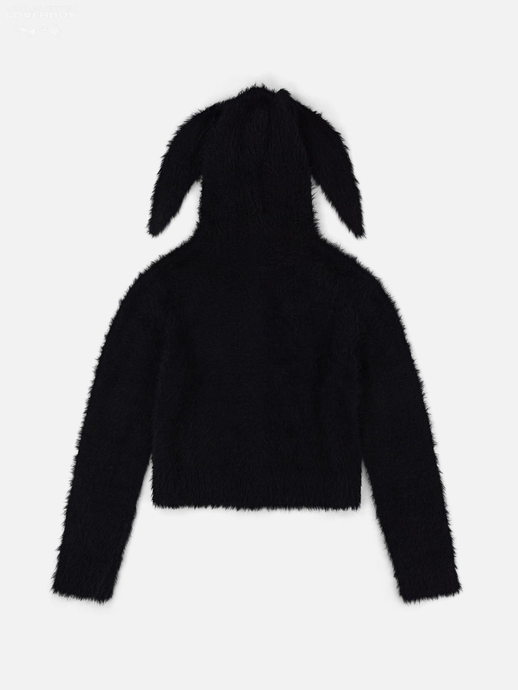 LOVERBOY BY CHARLES JEFFREY FLUFFY RABBIT BALACLAVA CARDI in BLACK