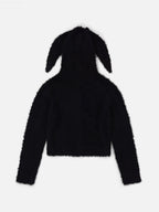 LOVERBOY BY CHARLES JEFFREY FLUFFY RABBIT BALACLAVA CARDI in BLACK