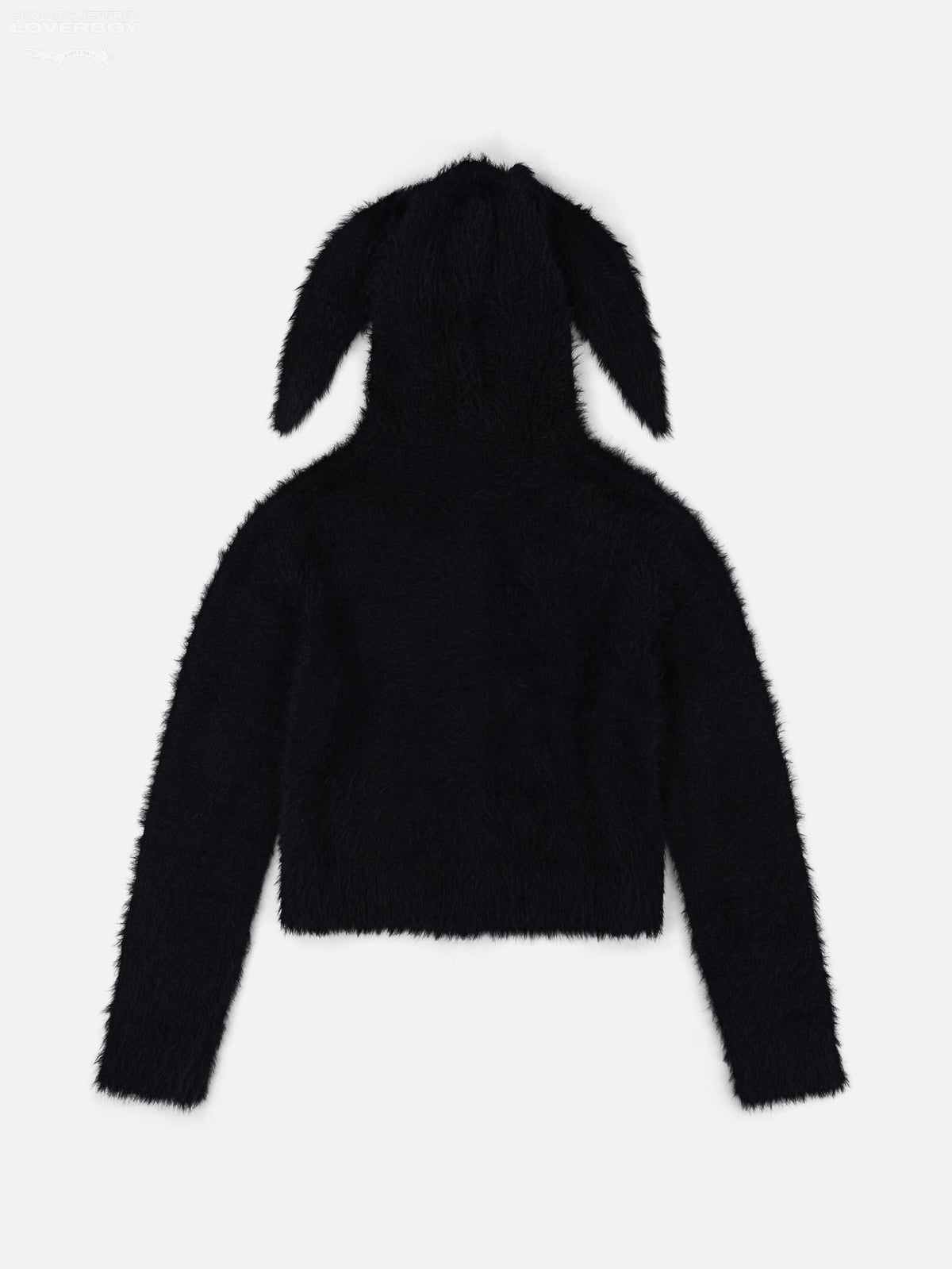 LOVERBOY BY CHARLES JEFFREY FLUFFY RABBIT BALACLAVA CARDI in BLACK