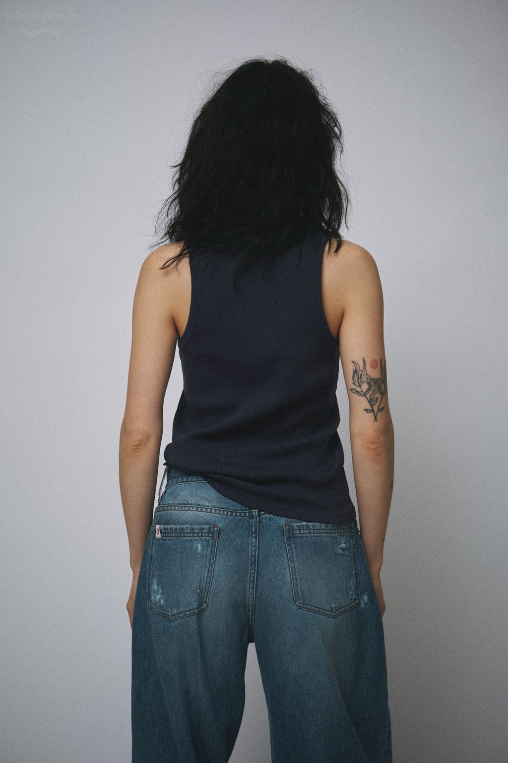 LOVERBOY BY CHARLES JEFFREY LOGO TANK TOP in BLUE TEAL