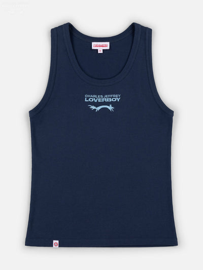 LOVERBOY BY CHARLES JEFFREY LOGO TANK TOP in BLUE TEAL