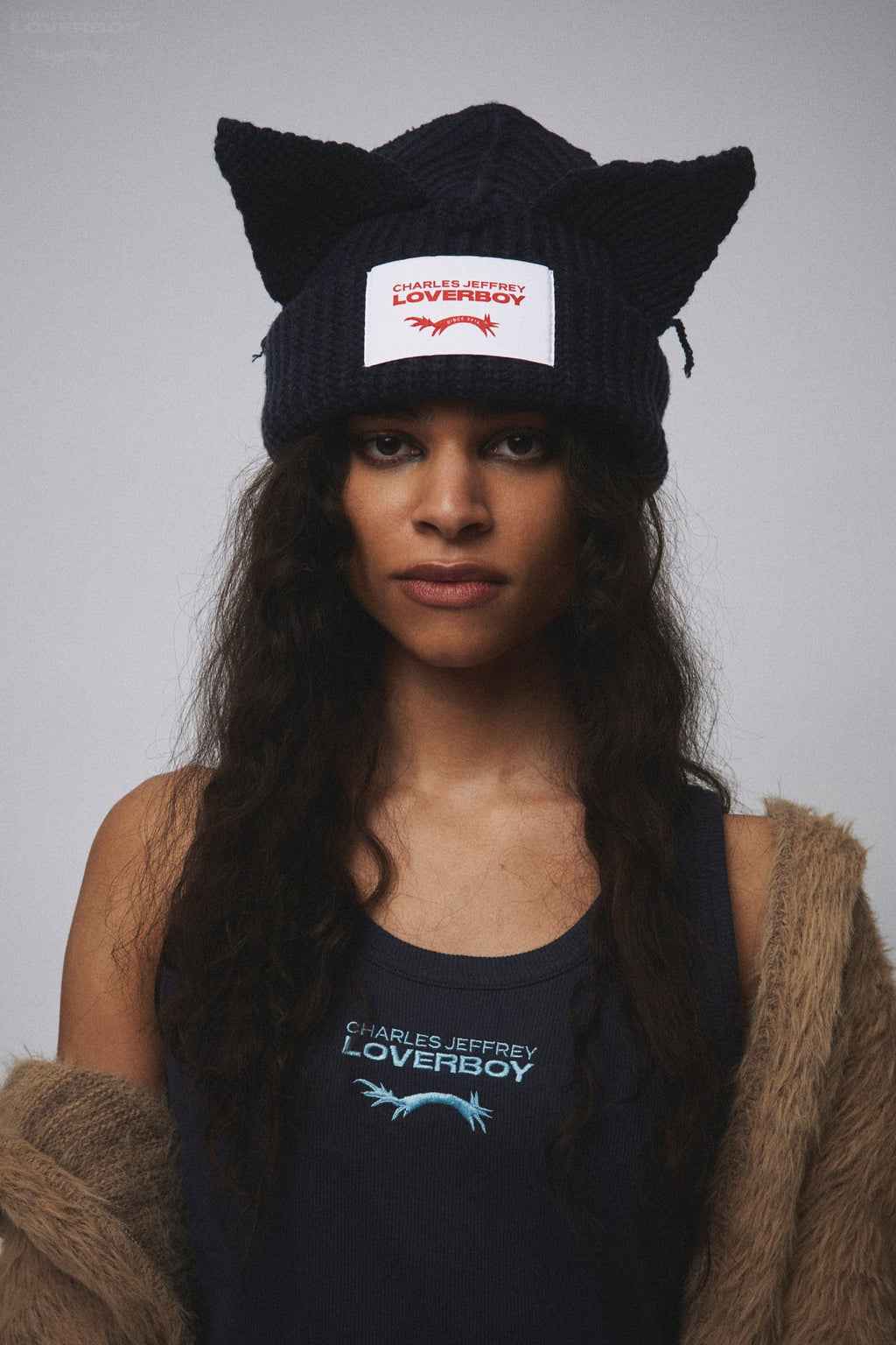 LOVERBOY BY CHARLES JEFFREY CHUNKY EARS BEANIE in NAVY