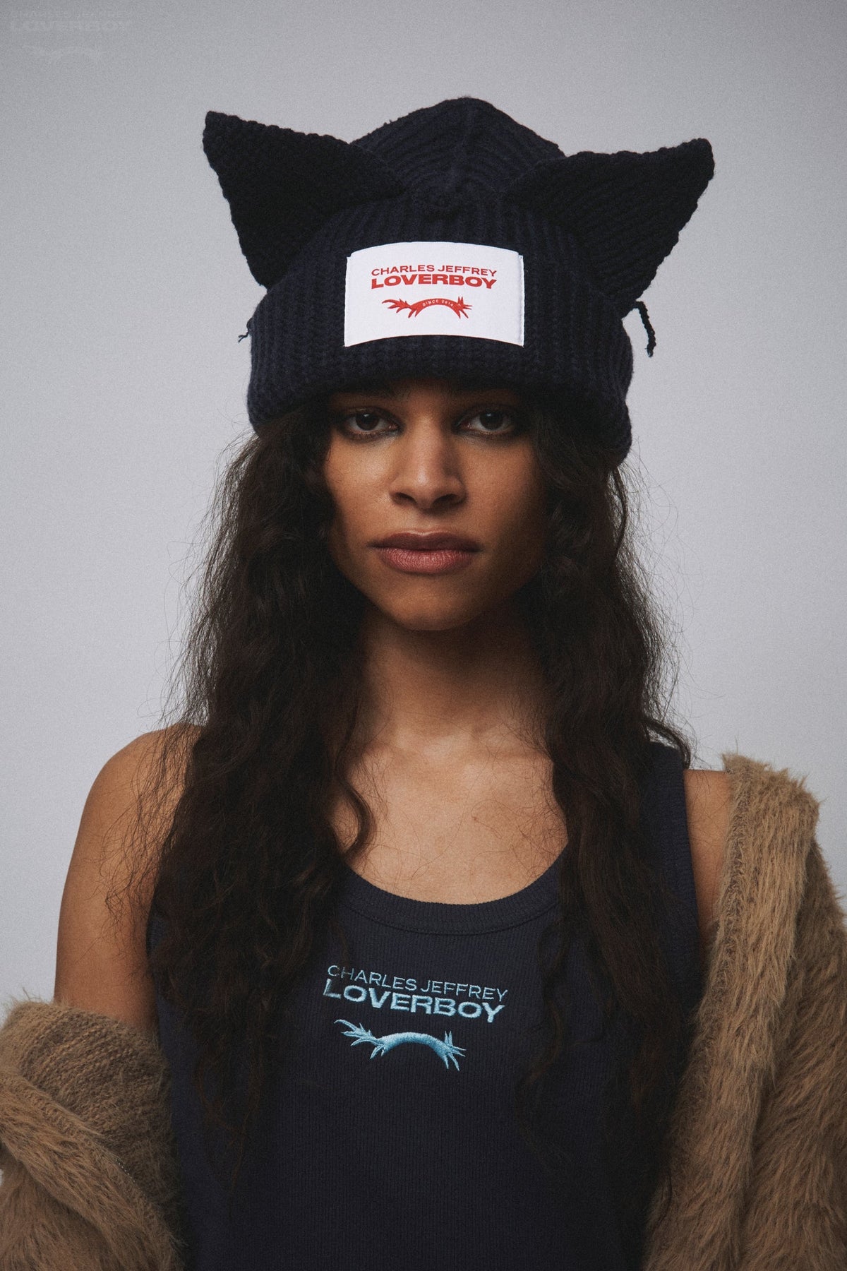 LOVERBOY BY CHARLES JEFFREY CHUNKY EARS BEANIE in NAVY
