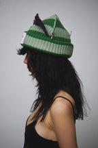 LOVERBOY BY CHARLES JEFFREY CHUNKY EARS BEANIE in LIGHT GREEN GREEN PURPLE