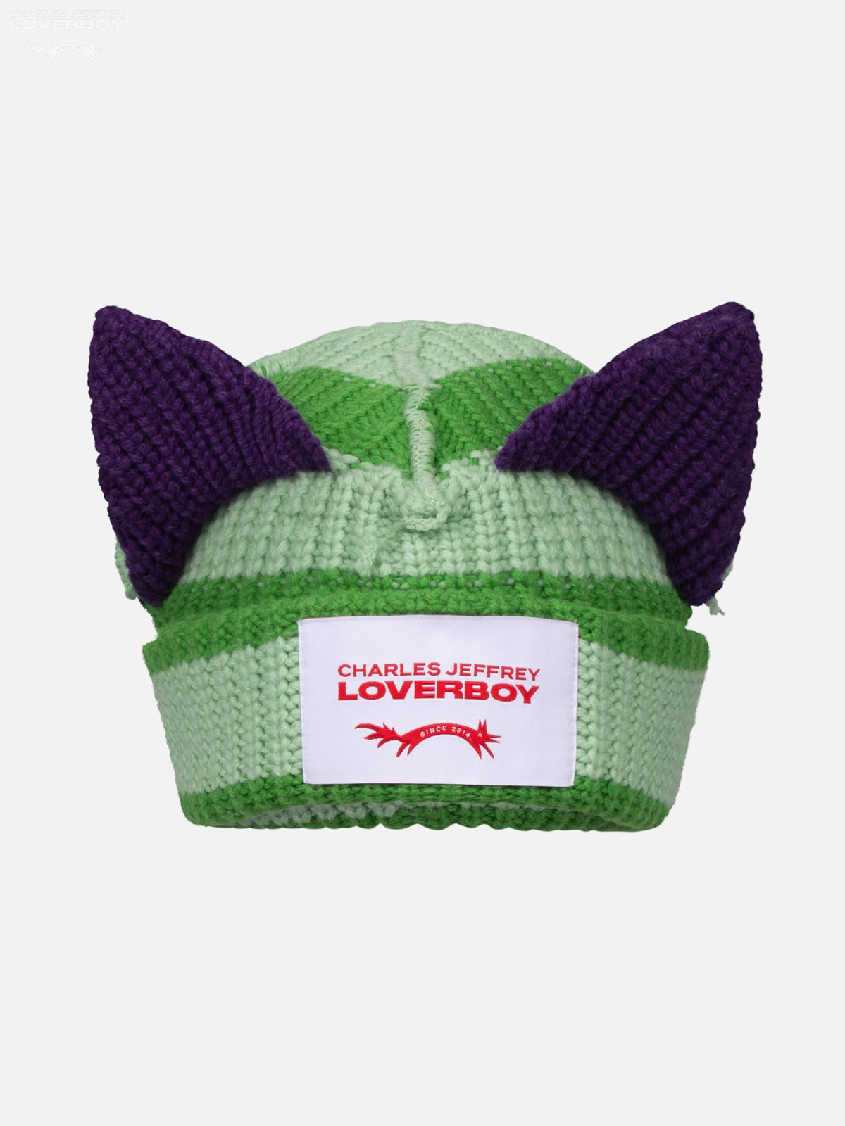 LOVERBOY BY CHARLES JEFFREY CHUNKY EARS BEANIE in LIGHT GREEN GREEN PURPLE