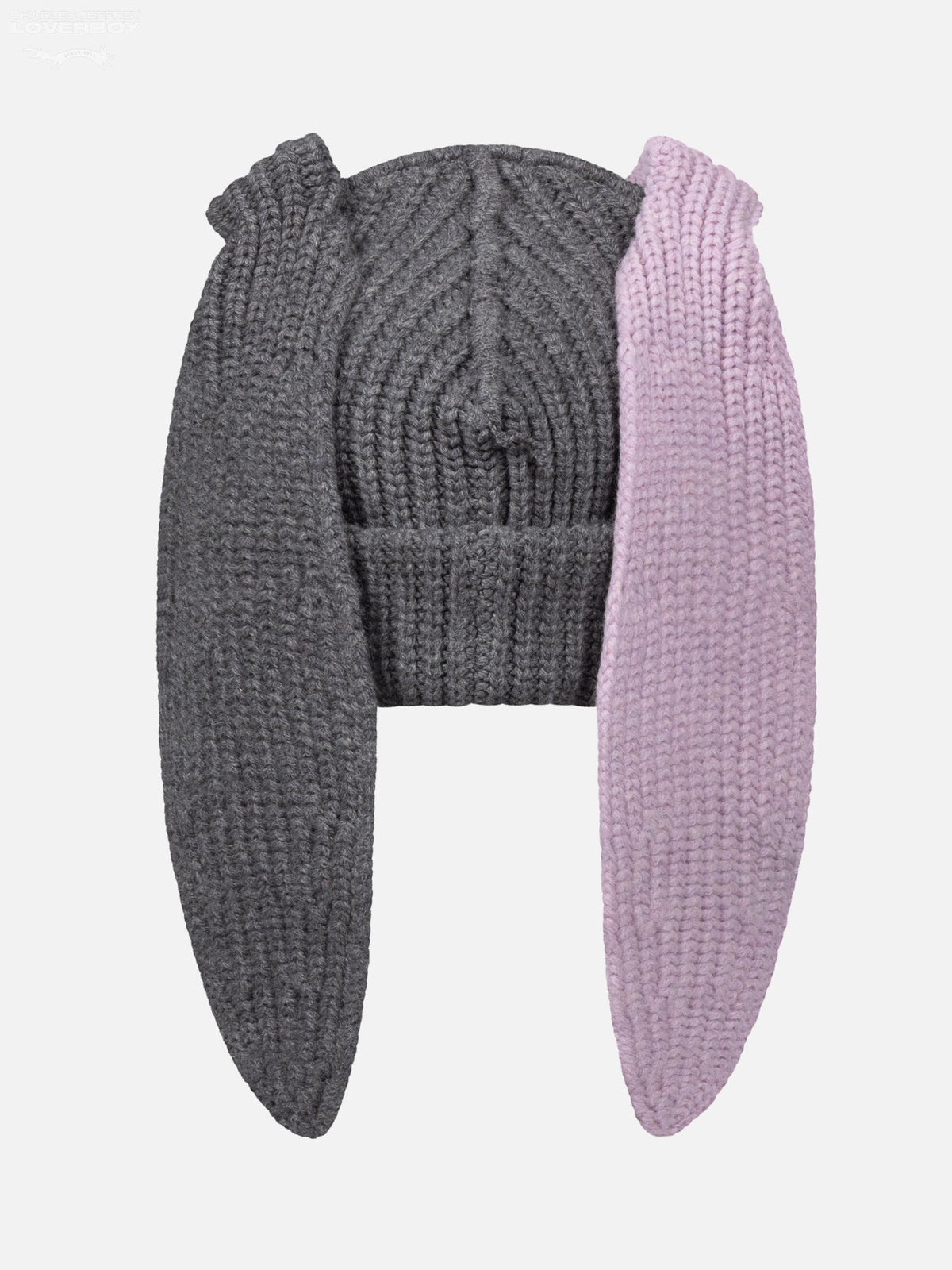 LOVERBOY BY CHARLES JEFFREY CHUNKY RABBIT BEANIE in GREY LILAC