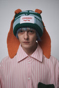 CHUNKY RABBIT BEANIE in GREEN LIGHT BLUE ORANGE