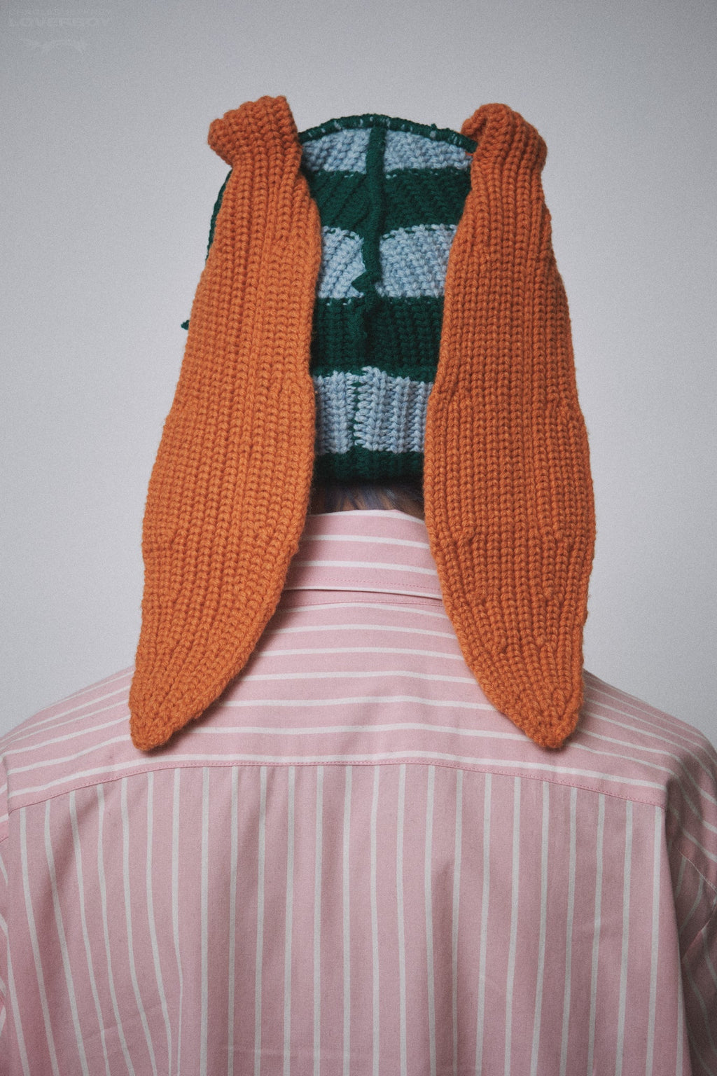 LOVERBOY BY CHARLES JEFFREY CHUNKY RABBIT BEANIE in GREEN LIGHT BLUE ORANGE