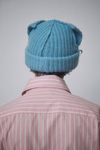 LOVERBOY BY CHARLES JEFFREY MOHAIR CHUNKY EARS BEANIE in LIGHT BLUE