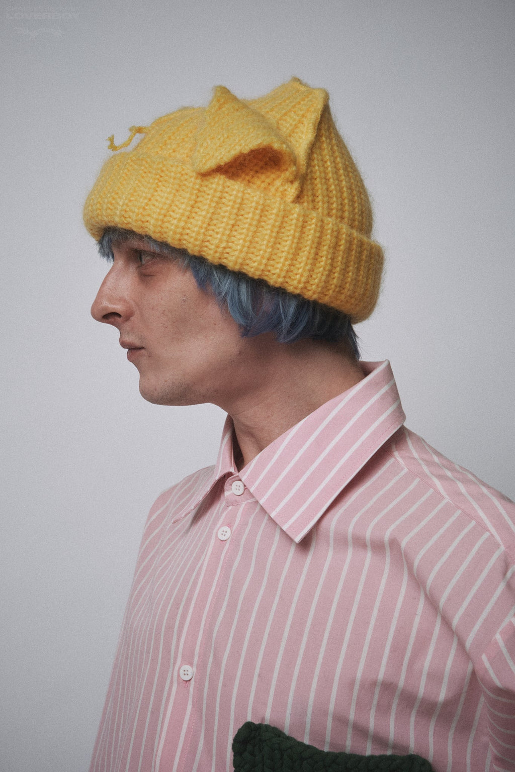 LOVERBOY BY CHARLES JEFFREY MOHAIR CHUNKY EARS BEANIE in YELLOW