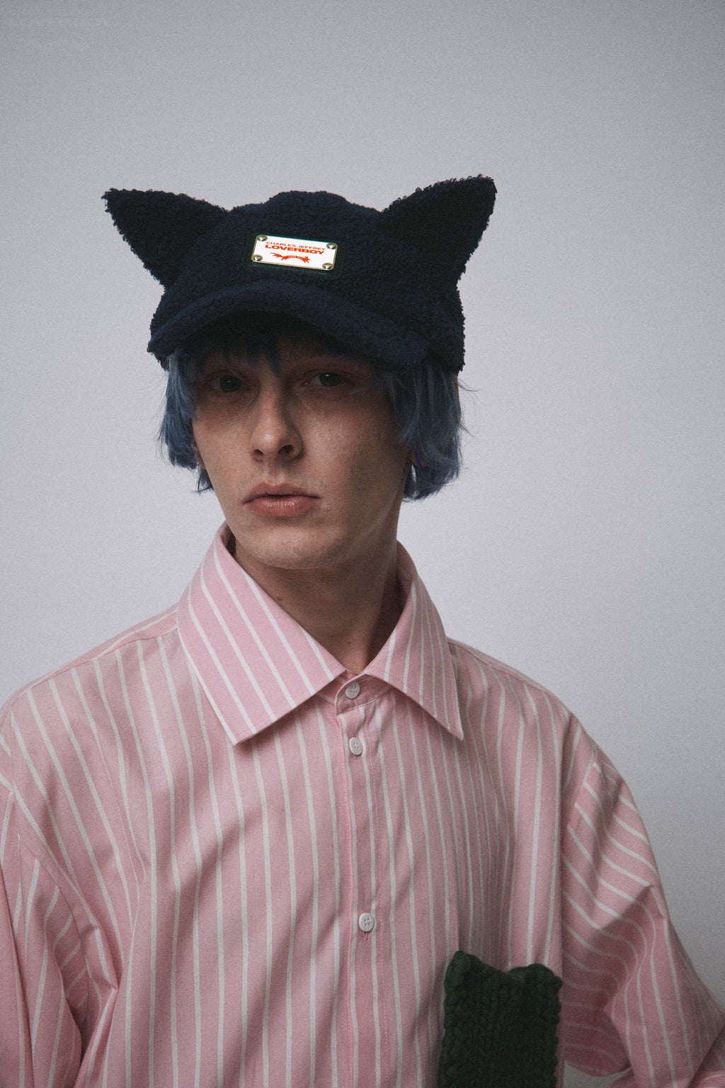 LOVERBOY BY CHARLES JEFFREY TEDDY EARS CAP in NAVY