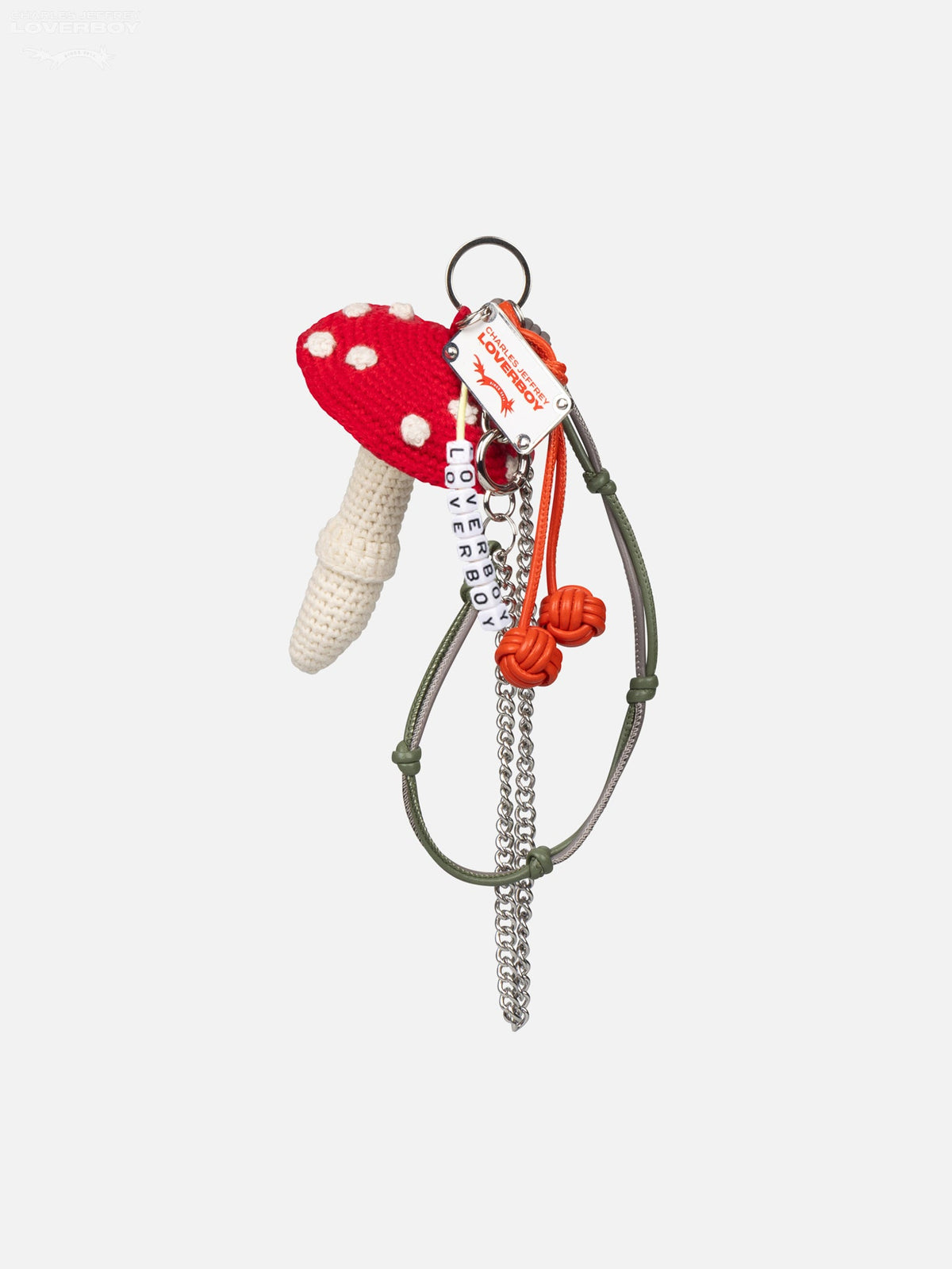 LOVERBOY BY CHARLES JEFFREY CHARACTER CROCHET BAG CHARM in MUSHROOM