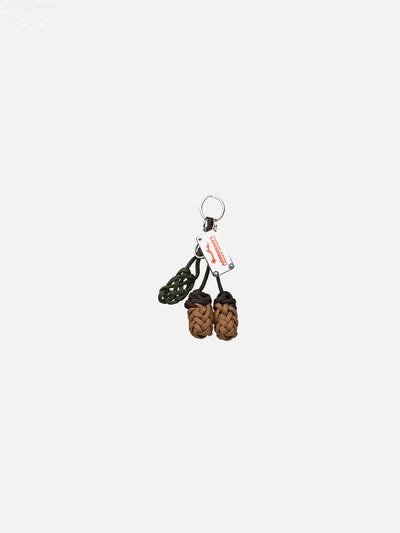 LOVERBOY BY CHARLES JEFFREY KNOTTED KEYCHAIN in ACORN