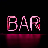 'bar' Glass Neon Sign - Red,  Green or pink