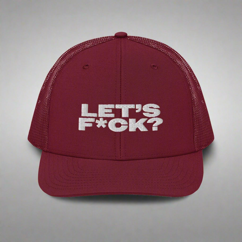 Let's F*Ck Trucker Hat by YES HOMO - Cranberry
