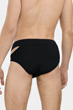 Louis Gabriel Nouchi SWIM BRIEF WITH ASYMMETRICAL OPENING IN RECYCLED JERSEY BLACK