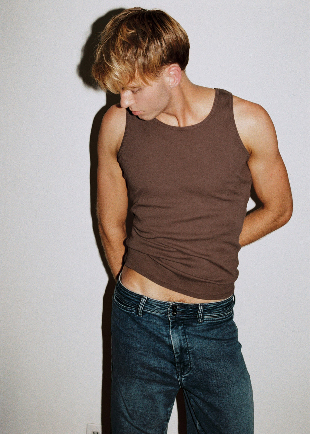 Dominic Albano Ribbed Cotton Tank - Chocolate