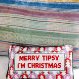 Merry Tipsy Needlepoint Pillow