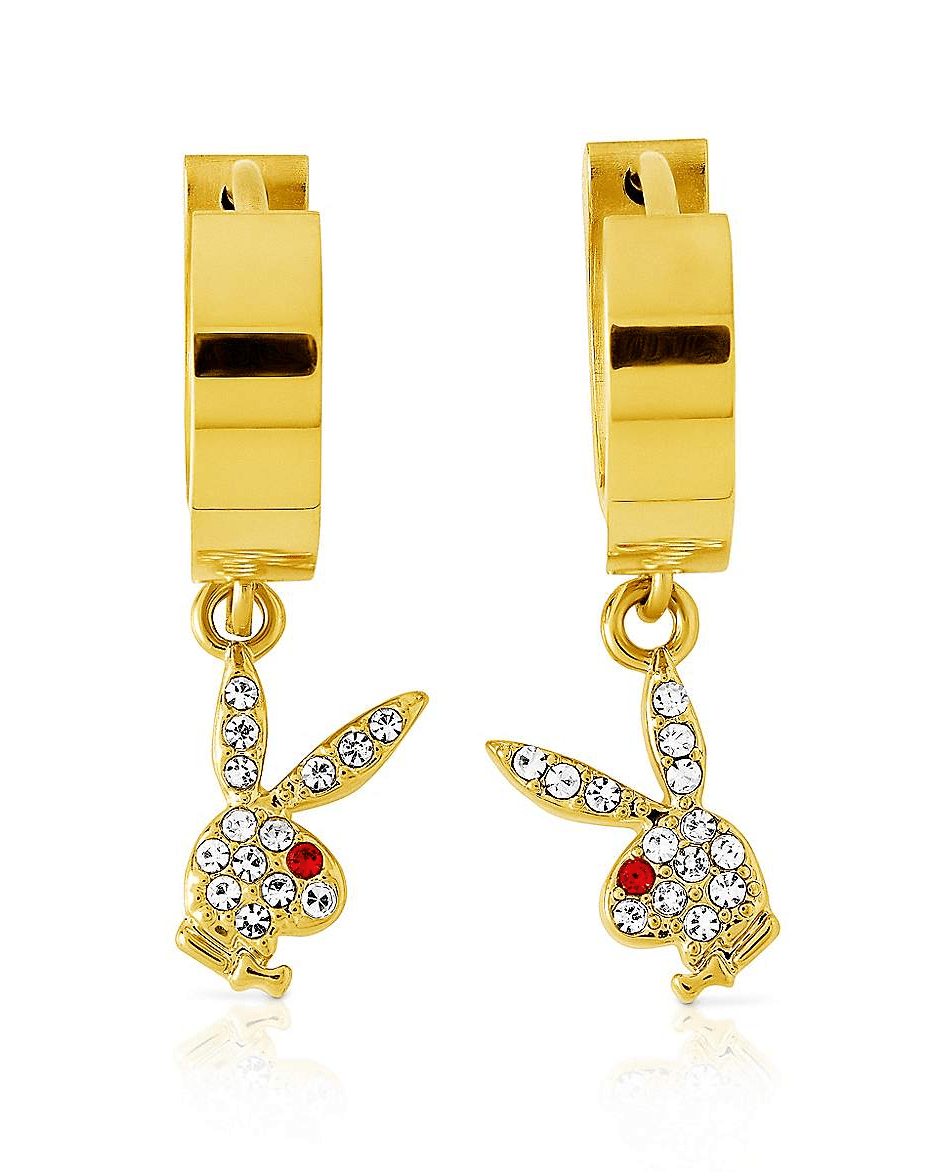 Playboy Bunny Huggie Hoop and Dangling Charm Earring