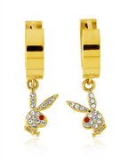 Playboy Bunny Huggie Hoop and Dangling Charm Earring