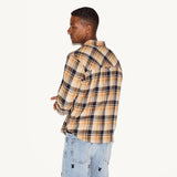 PLAYBOY Men's Tan Flannel Long Sleeve Shirt