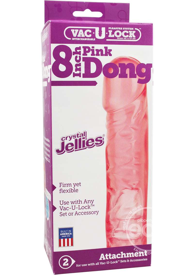 Vac-U-Lock Crystal Jellies Dildo 8in - Pink