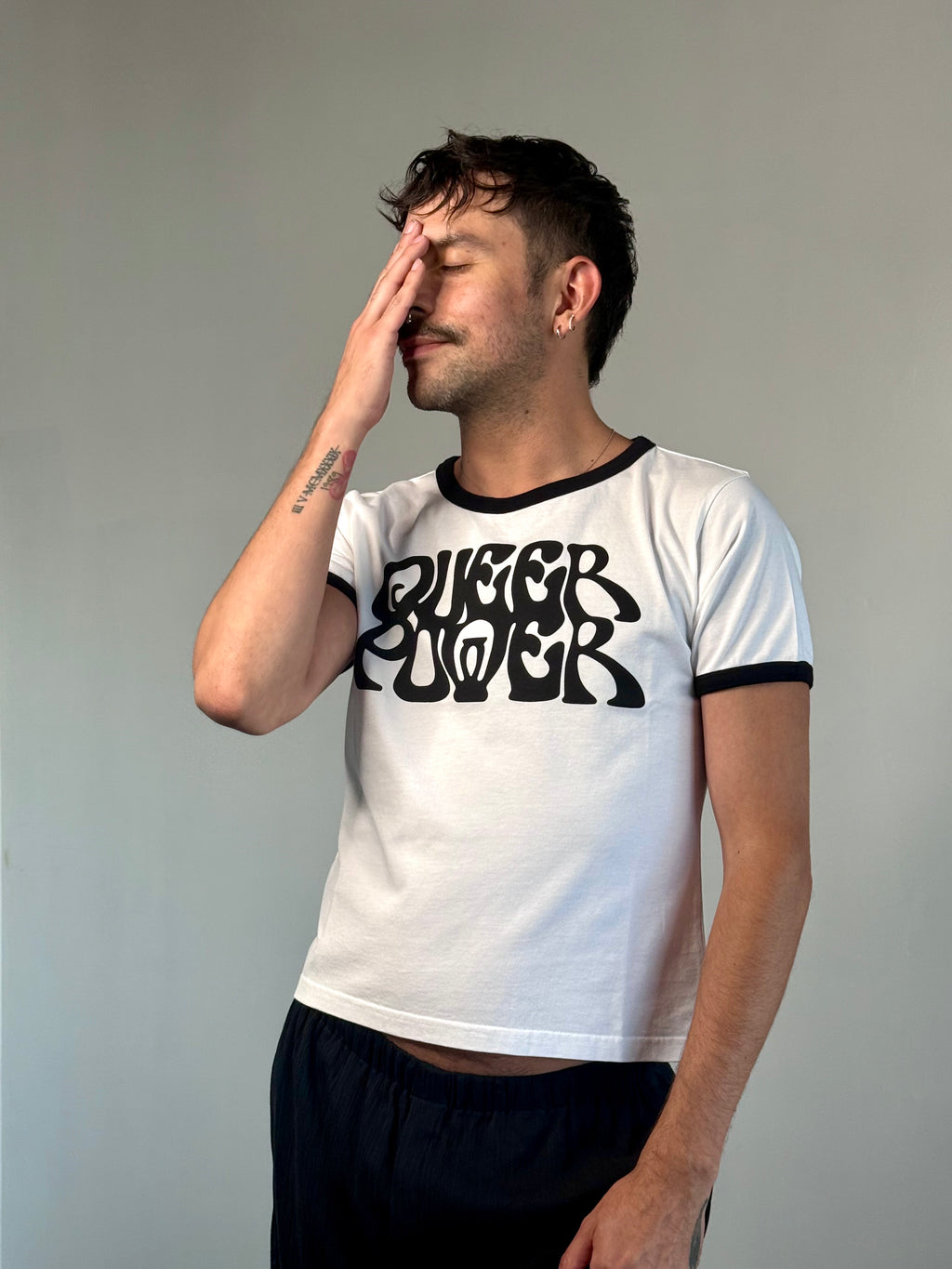 Queer Power T-Shirt in White / Black by LUDOVIC DE SAINT SERNIN