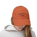 LIBRARY IS OPEN Distressed Cap in 6 colors