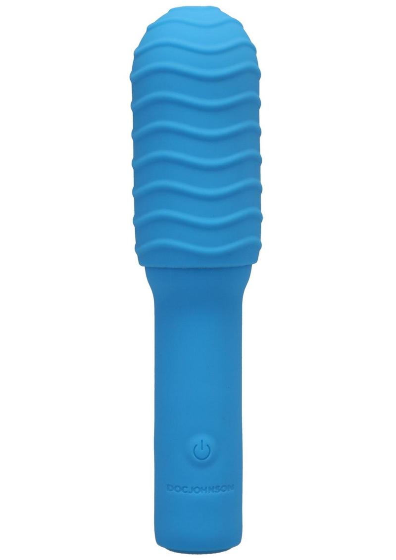 Pocket Rocket Elite Silicone Rechargeable Mini Vibrator With Removable Sleeve - Sky Blue