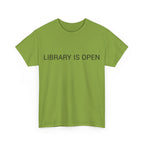 LIBRARY IS OPEN TEE BY CULTUREEDIT AVAILABLE IN 13 COLORS