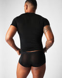 TEAMM8 Allure Sheer Cropped Tee - Noir