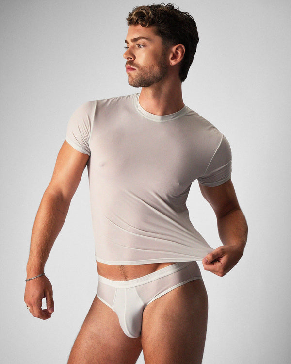 TEAMM8 Allure Sheer Cropped Tee - Platinum
